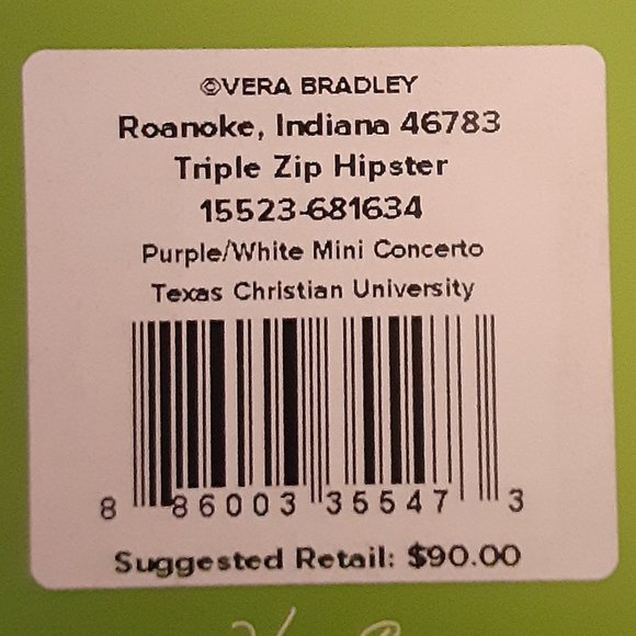 NWT Vera Bradley Collegiate Triple Zip Hipster - Picture 6 of 7